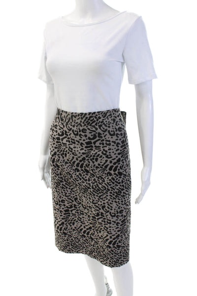 Calvin Klein Womens Cotton Animal Print Straight Midi Skirt Gray Size 18W