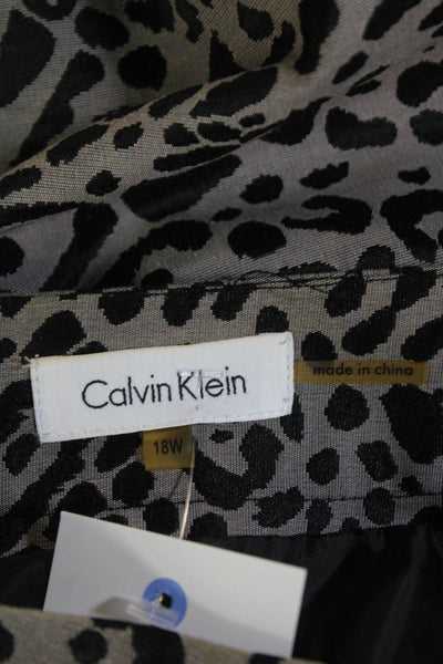 Calvin Klein Womens Cotton Animal Print Straight Midi Skirt Gray Size 18W