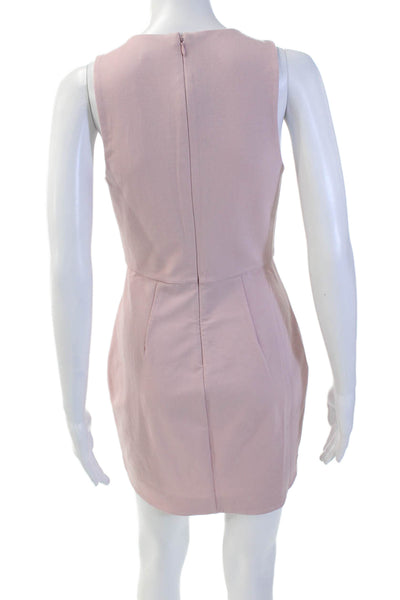 NBD Women's V-Neck Sleeveless Tulip Hem Fitted Mini Dress Pink Size S