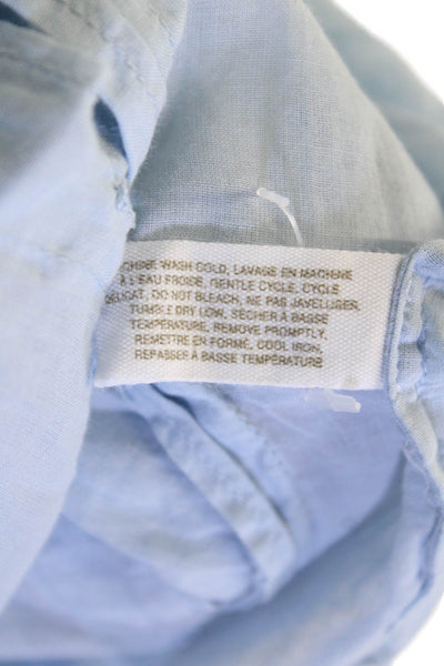 Skin Women's Round Neck Long Sleeves Button Down Tunic Shirt Blue Size 3