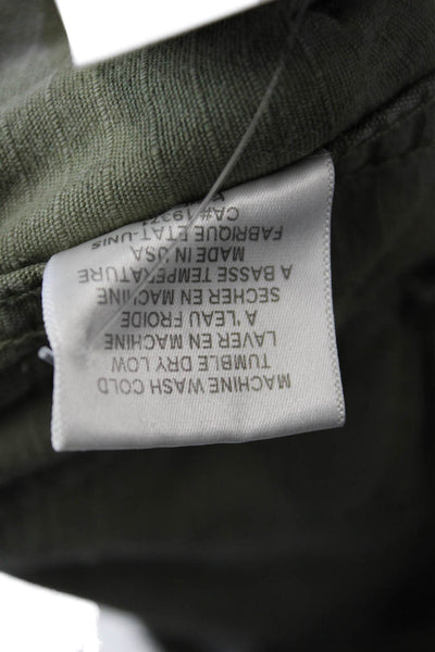 Re/Done Womens Mid Rise Slim Leg Cargo Pants Olive Green Cotton Size 25