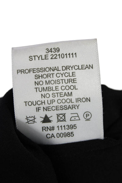Tory Burch Womens Silk V-neck Short Sleeve Front Zip Tank Top Black Size 0