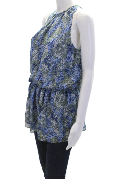 Ramy Brook Womens V-neck Sleeveless Textured Dotted Tank Blouse Blue Size S