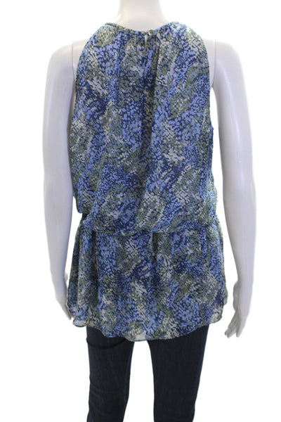 Ramy Brook Womens V-neck Sleeveless Textured Dotted Tank Blouse Blue Size S