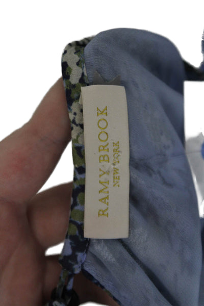 Ramy Brook Womens V-neck Sleeveless Textured Dotted Tank Blouse Blue Size S