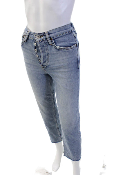 Re/Done Womens Cotton Distressed Ankle Detail Mid Rise Casual Jeans Blue Size 23