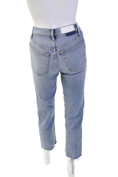 Re/Done Womens Cotton Distressed Ankle Detail Mid Rise Casual Jeans Blue Size 23
