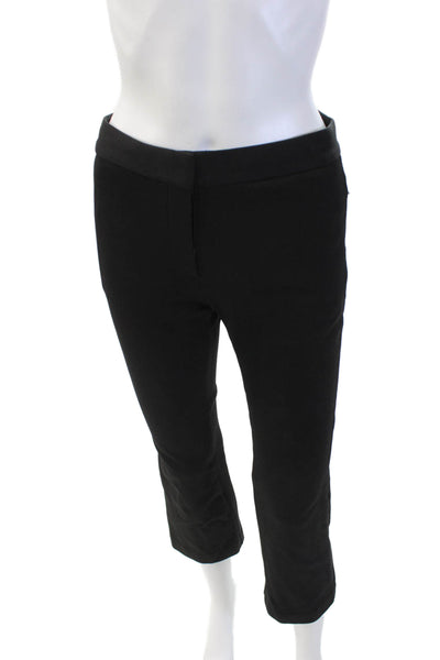 Theory Womens Cotton Zippered Pocket Boot Cut Pants Solid Black Size 00