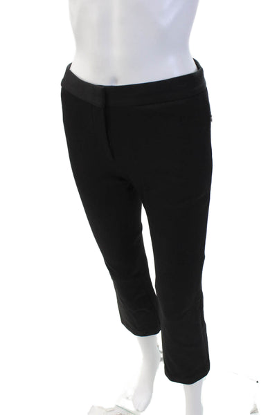 Theory Womens Cotton Zippered Pocket Boot Cut Pants Solid Black Size 00
