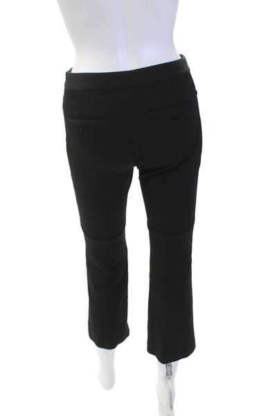 Theory Womens Cotton Zippered Pocket Boot Cut Pants Solid Black Size 00