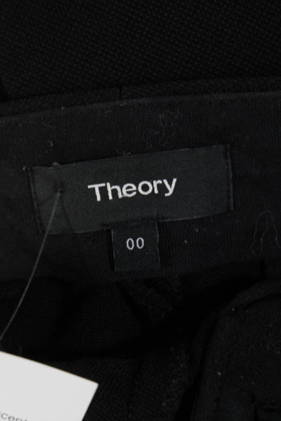 Theory Womens Cotton Zippered Pocket Boot Cut Pants Solid Black Size 00