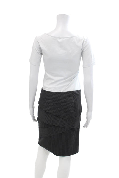 Piazza Sempione Womens Pinstriped Pencil Skirt Gray Wool Size Italian 40