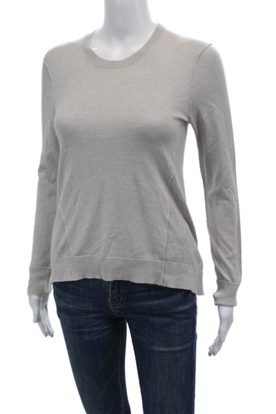 ATM Womens Cotton Long Sleeve Round Neck Casual Knit Top Gray Size XS