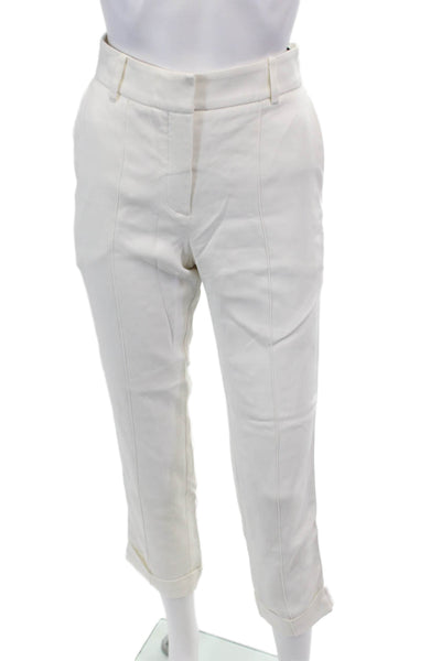 Silvia Tcherassi Womens Zip Lined Pleated Straight Leg Dress Pants White Size 04