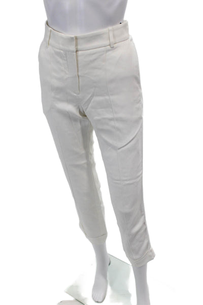 Silvia Tcherassi Womens Zip Lined Pleated Straight Leg Dress Pants White Size 04