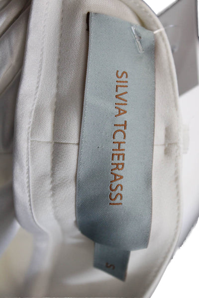 Silvia Tcherassi Womens Zip Lined Pleated Straight Leg Dress Pants White Size 04
