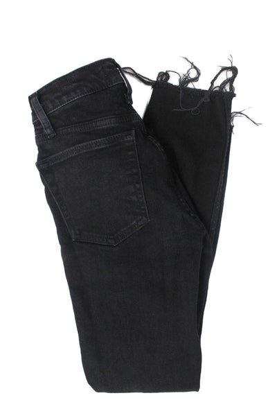 Re/Done Womens Button Fly High Rise Distressed Skinny Jeans Gray Denim Size 24