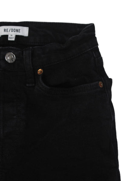 Re/Done Womens Button Fly High Rise Distressed Skinny Jeans Gray Denim Size 24