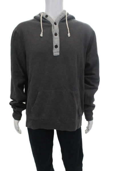 J Crew Mens Pullover Pocket Front Drawstring Hoodie Sweatshirt Gray Size XL