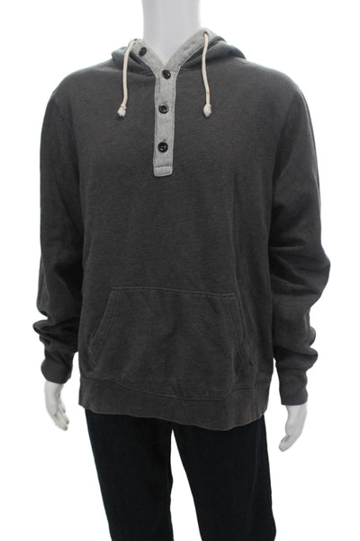 J Crew Mens Pullover Pocket Front Drawstring Hoodie Sweatshirt Gray Size XL