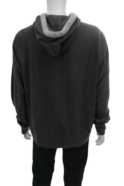 J Crew Mens Pullover Pocket Front Drawstring Hoodie Sweatshirt Gray Size XL