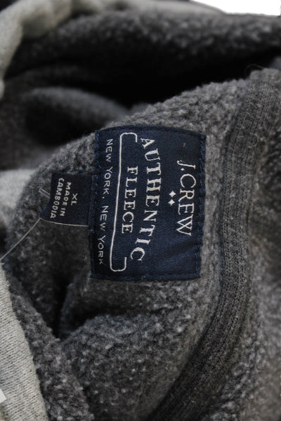 J Crew Mens Pullover Pocket Front Drawstring Hoodie Sweatshirt Gray Size XL