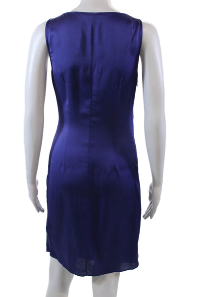 Theory Womens Silk Cowl Neck Sleeveless Ruched Playara Poignant Dress Purple Siz