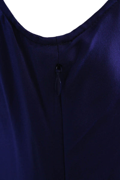 Theory Womens Silk Cowl Neck Sleeveless Ruched Playara Poignant Dress Purple Siz