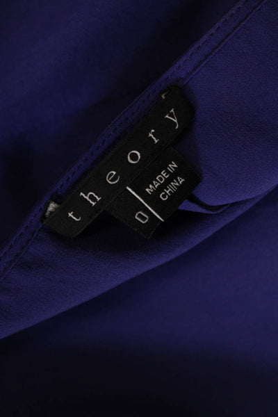 Theory Womens Silk Cowl Neck Sleeveless Ruched Playara Poignant Dress Purple Siz