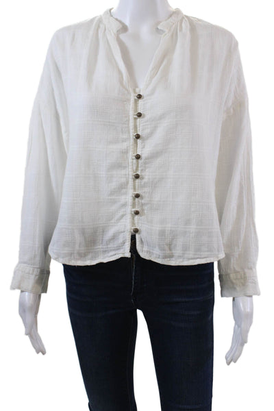 Pilcro and the Letterpress Anthropologie Womens Cotton Button Blouse White Size