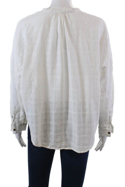 Pilcro and the Letterpress Anthropologie Womens Cotton Button Blouse White Size
