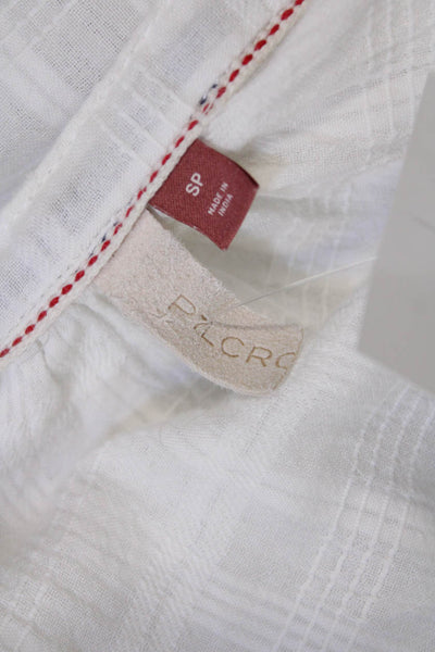 Pilcro and the Letterpress Anthropologie Womens Cotton Button Blouse White Size