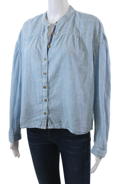 Pilcro and the Letterpress Anthropologie Womens Cotton Stripe Top Blue Size M