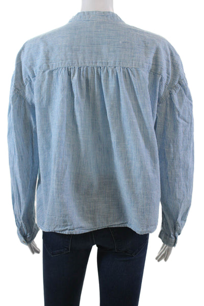 Pilcro and the Letterpress Anthropologie Womens Cotton Stripe Top Blue Size M