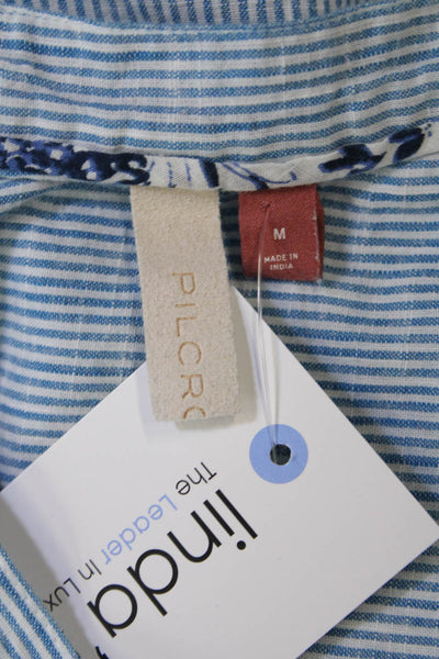Pilcro and the Letterpress Anthropologie Womens Cotton Stripe Top Blue Size M