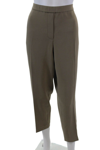 Theory Womens Textured Elastic Waistband Lined Straight Pants Nude Size 16