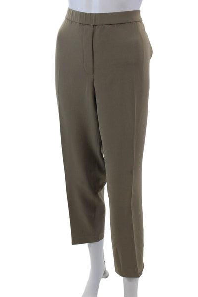 Theory Womens Textured Elastic Waistband Lined Straight Pants Nude Size 16