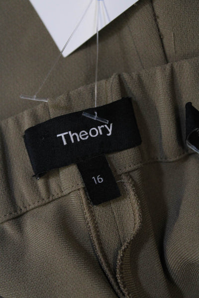 Theory Womens Textured Elastic Waistband Lined Straight Pants Nude Size 16