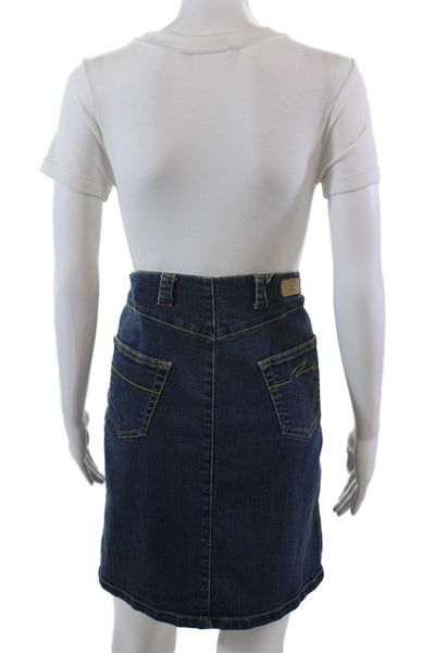 Lacoste Womens Cotton Zip Button Lined Mini Denim Skirt Blue Size EUR 46