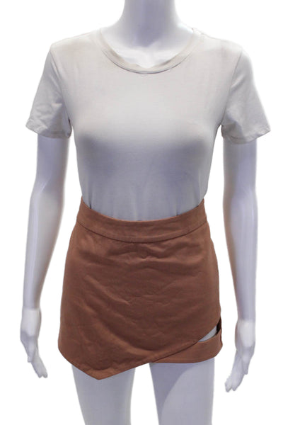 Michelle Mason Womens Cut Out Asymmetrical Mini Skirt Bare Pink Size 4