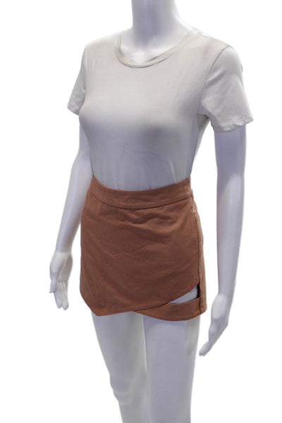 Michelle Mason Womens Cut Out Asymmetrical Mini Skirt Bare Pink Size 4