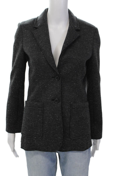 ATM Womens Heathered Collared Long Sleeve Button Up Blazer Jacket Gray Size 6