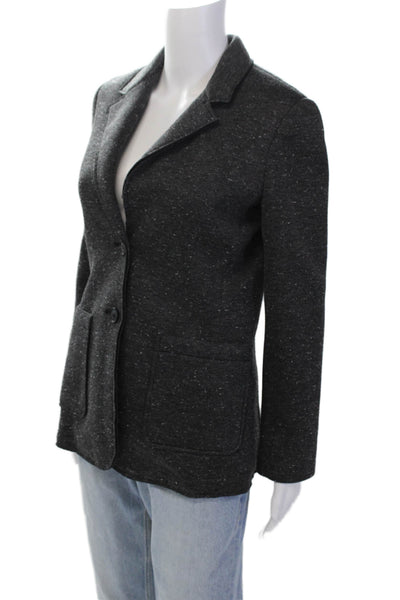 ATM Womens Heathered Collared Long Sleeve Button Up Blazer Jacket Gray Size 6
