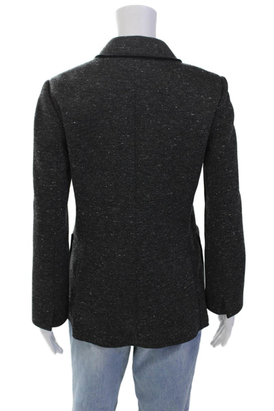 ATM Womens Heathered Collared Long Sleeve Button Up Blazer Jacket Gray Size 6