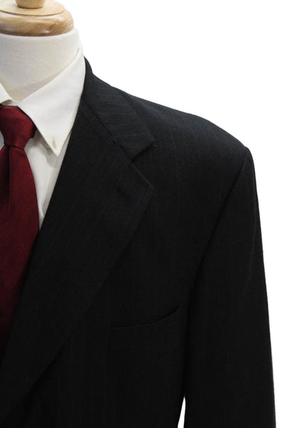Givenchy Mens Pinstriped Three Button Blazer Jacket Gray Wool Size 48