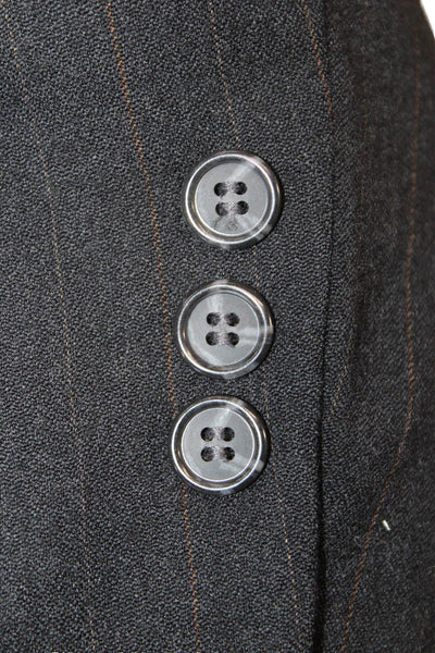 Givenchy Mens Pinstriped Three Button Blazer Jacket Gray Wool Size 48