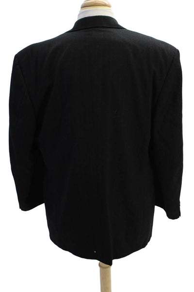 Givenchy Mens Pinstriped Three Button Blazer Jacket Gray Wool Size 48
