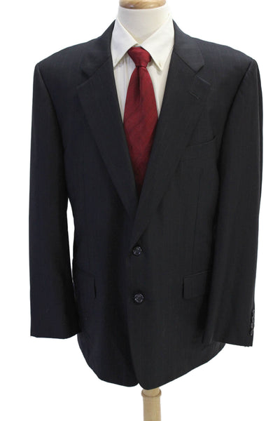 Hickey Freeman for Nordstrom Mens Pinstriped Blazer Jacket Black Size 44 Regular