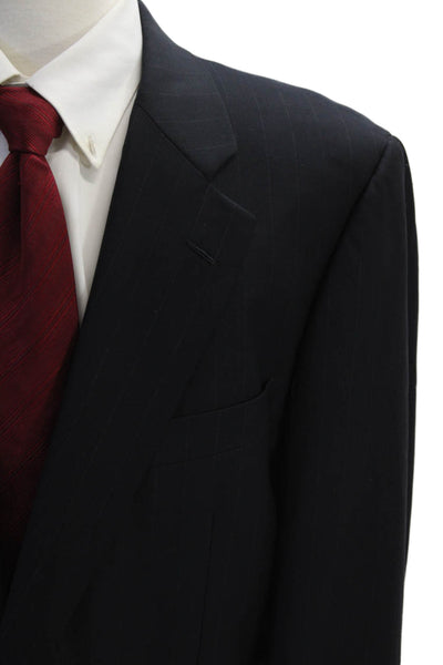 Hickey Freeman for Nordstrom Mens Pinstriped Blazer Jacket Black Size 44 Regular