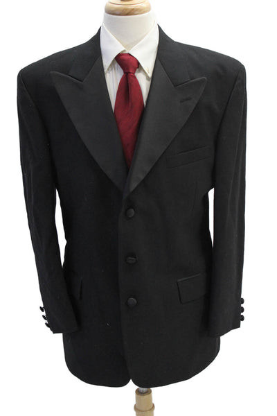 Chaps Ralph Lauren Mens Tuxedo Lapel Blazer Jacket Black Wool Size 42 Regular
